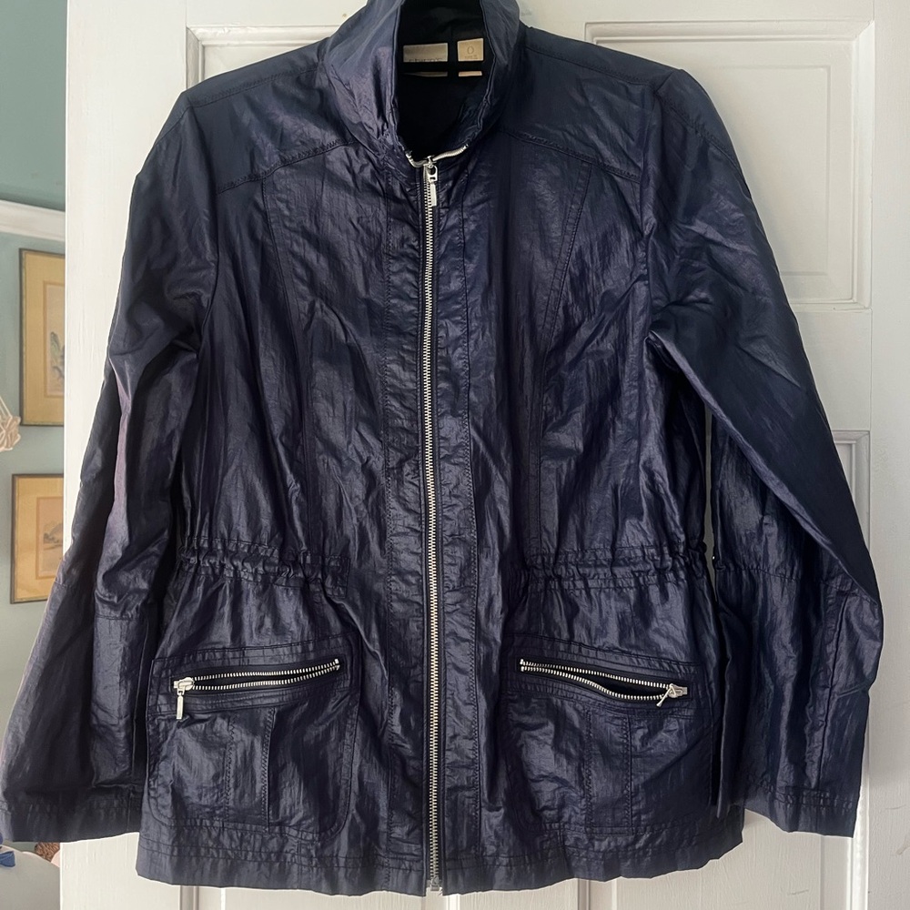 Chico's Navy Jacket with Zipper Pockets